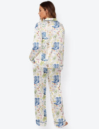 Women’s Western Cowboy Boots And Flowers Long Sleeve Satin Pajama Set