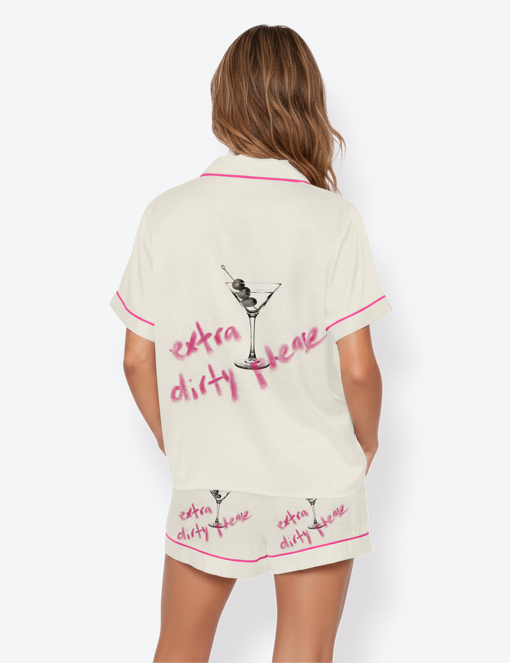 Women’s Extra Dirty Martini Cocktail Short Sleeve Satin Pajama Set