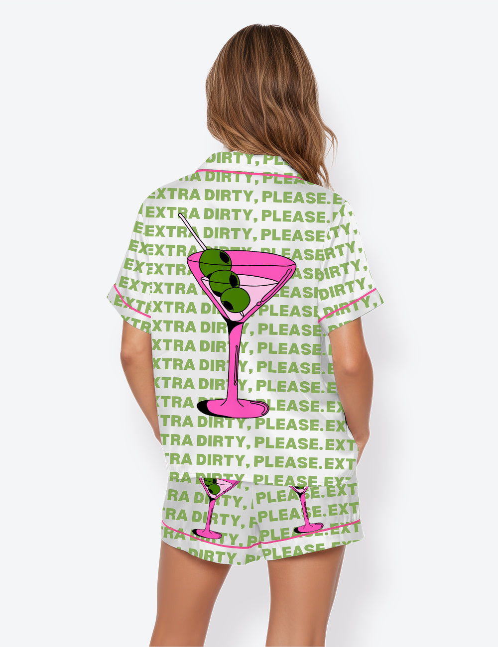 Women’s Dirty Martini Please Short Sleeve Satin Pajama Set