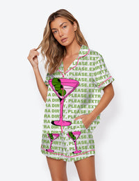 Women’s Dirty Martini Please Short Sleeve Satin Pajama Set