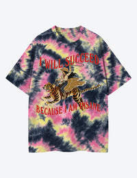 I Will Succeed Because I Am Insane Western Cowgirl Tiger Unisex Cotton Handmade Tie-Dye T-Shirt