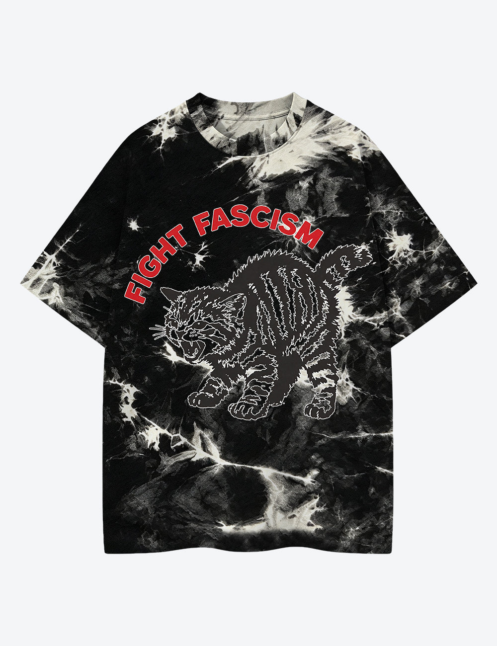 Vintage Tabby Cat Resist Unisex Cotton Handmade Tie-Dye T-Shirt