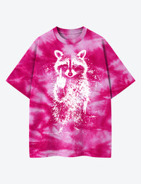 Sarcasm Raccoon Trash Panda Middle Finger Unisex Cotton Handmade Tie-Dye T-Shirt