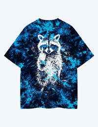 Sarcasm Raccoon Trash Panda Middle Finger Unisex Cotton Handmade Tie-Dye T-Shirt