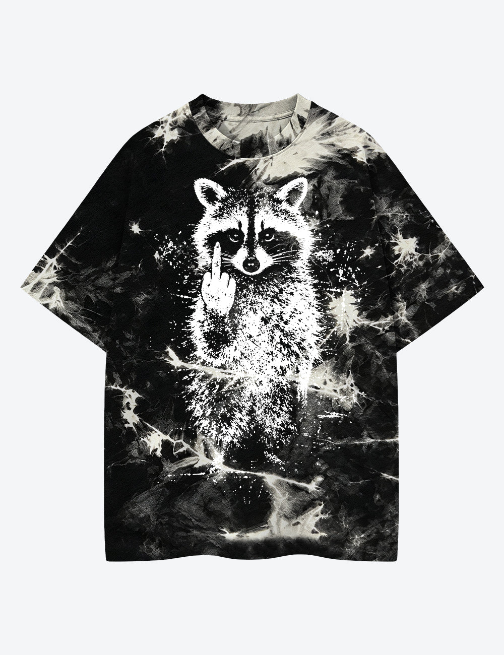 Sarcasm Raccoon Trash Panda Middle Finger Unisex Cotton Handmade Tie-Dye T-Shirt