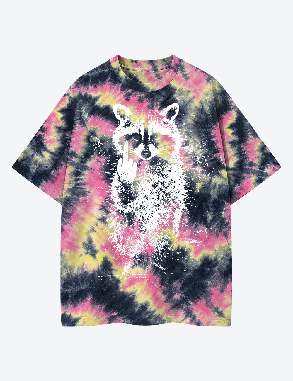 Sarcasm Raccoon Trash Panda Middle Finger Unisex Cotton Handmade Tie-Dye T-Shirt