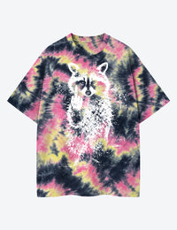Sarcasm Raccoon Trash Panda Middle Finger Unisex Cotton Handmade Tie-Dye T-Shirt