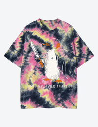 Flight Was Never An Option Penguin Dark Humor Unisex Cotton Handmade Tie-Dye T-Shirt