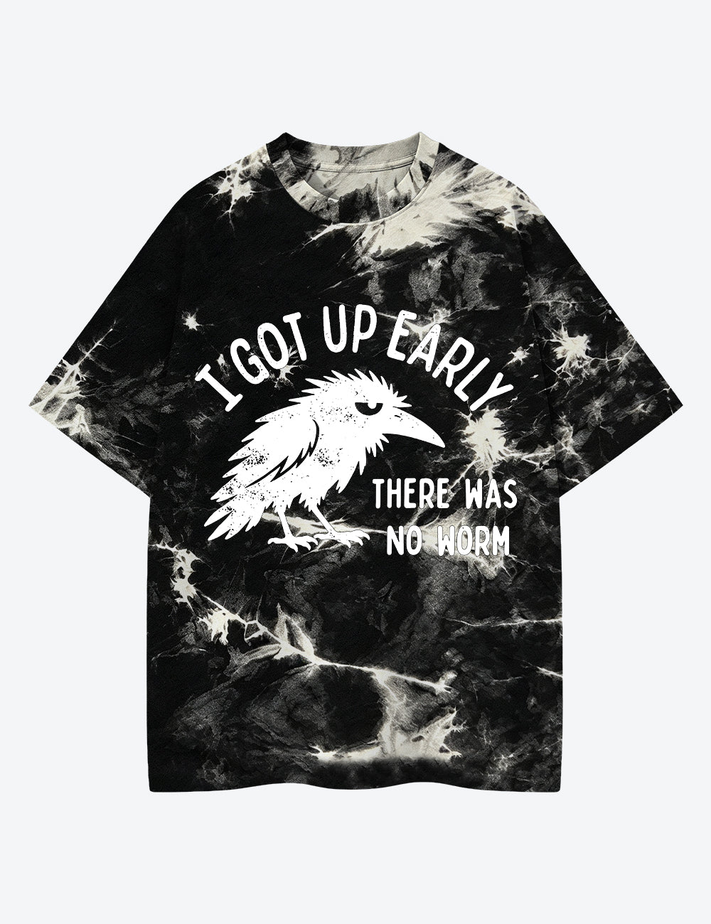 I Got Up Early There Was No Worm Grumpy Raven Early Bird Unisex Cotton Handmade Tie-Dye T-Shirt