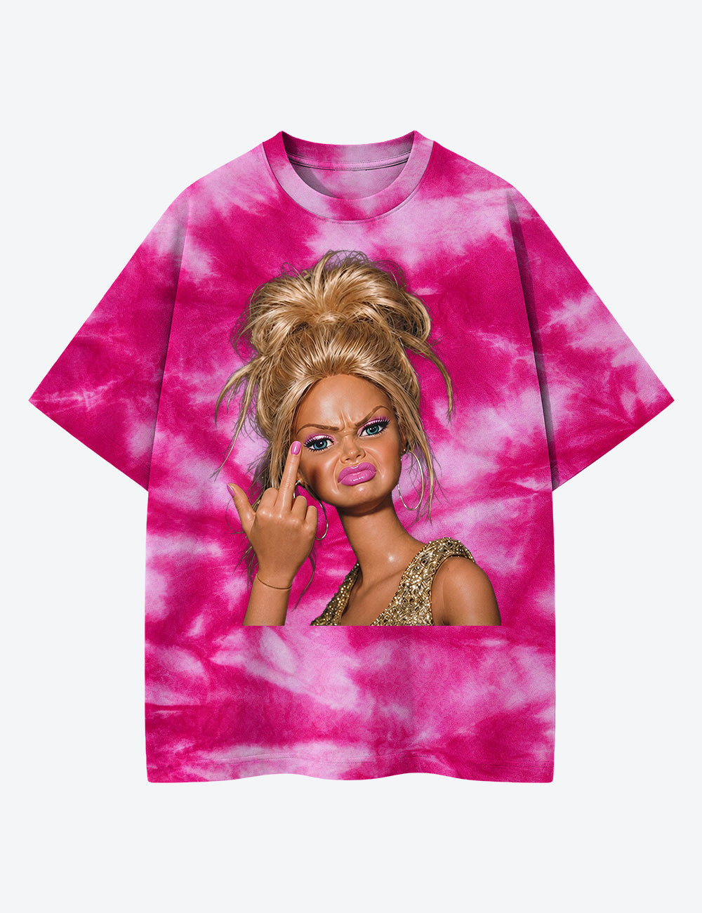 Shocked Funny Doll Pop Culture Unisex Cotton Handmade Tie-Dye T-Shirt