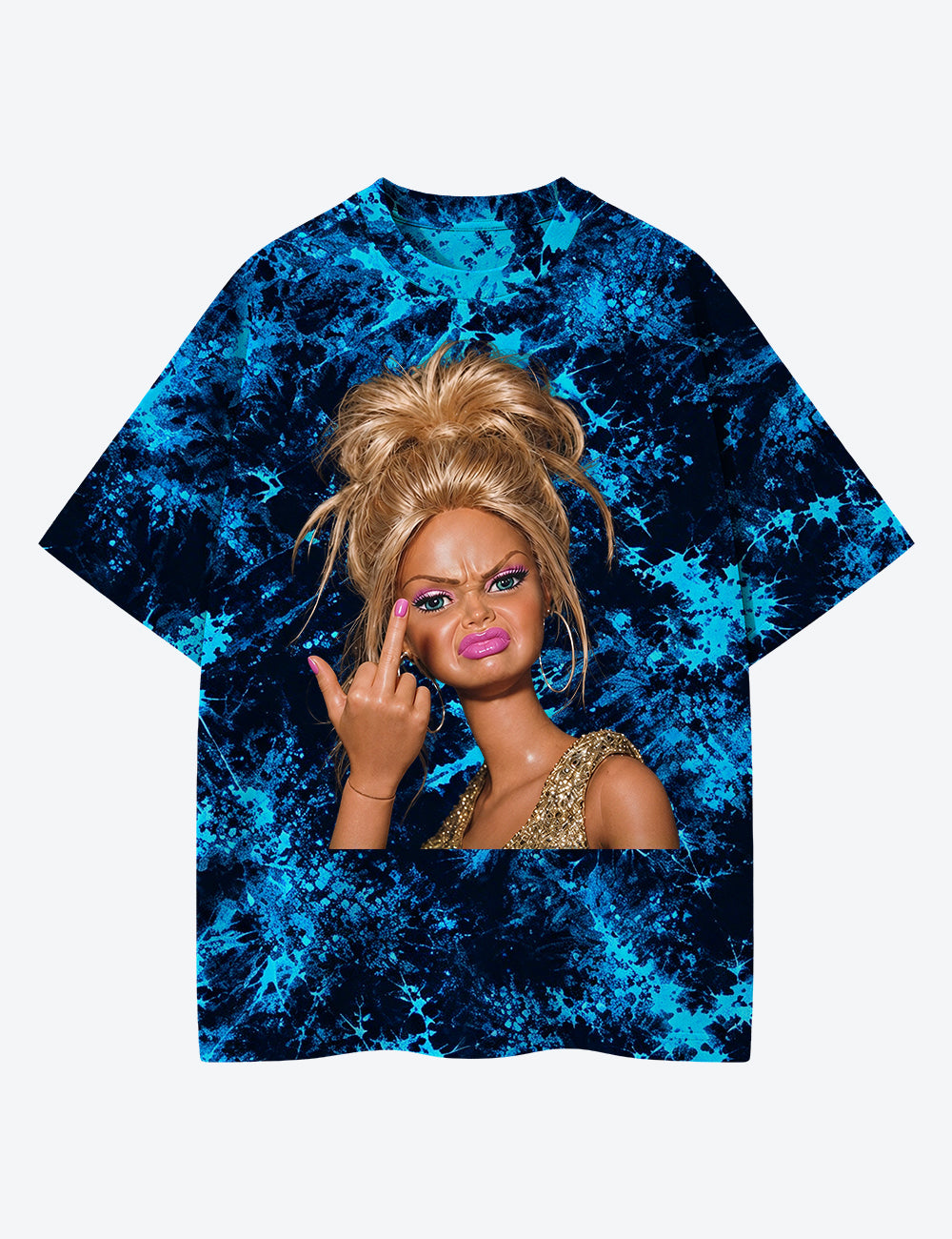 Shocked Funny Doll Pop Culture Unisex Cotton Handmade Tie-Dye T-Shirt