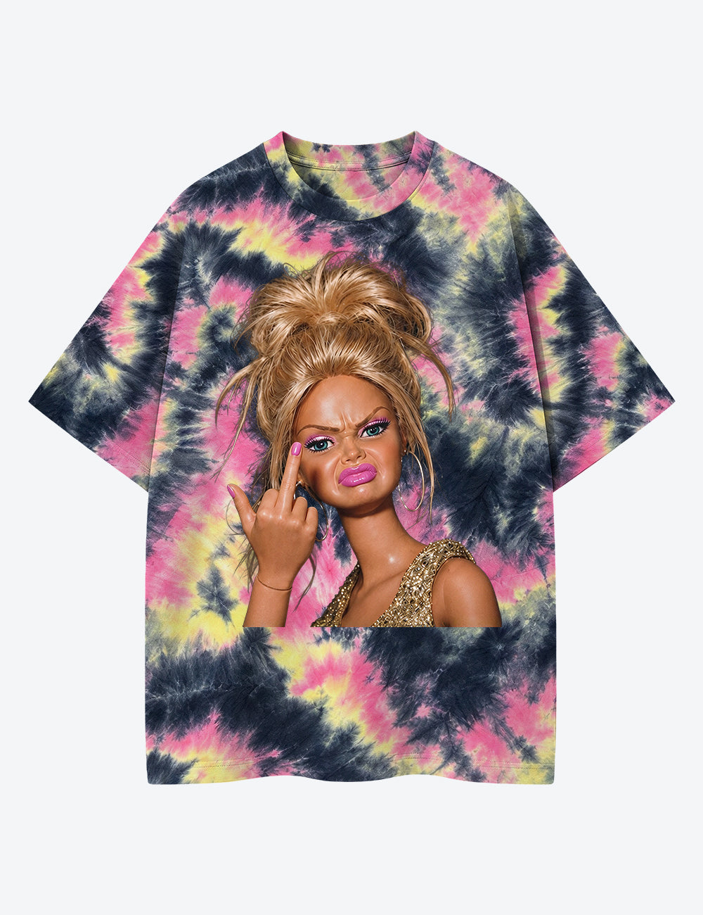 Shocked Funny Doll Pop Culture Unisex Cotton Handmade Tie-Dye T-Shirt