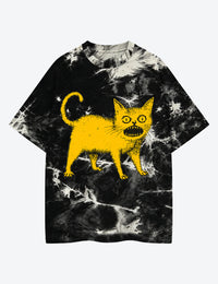 Fierce Cat Unisex Cotton Handmade Tie-Dye T-Shirt