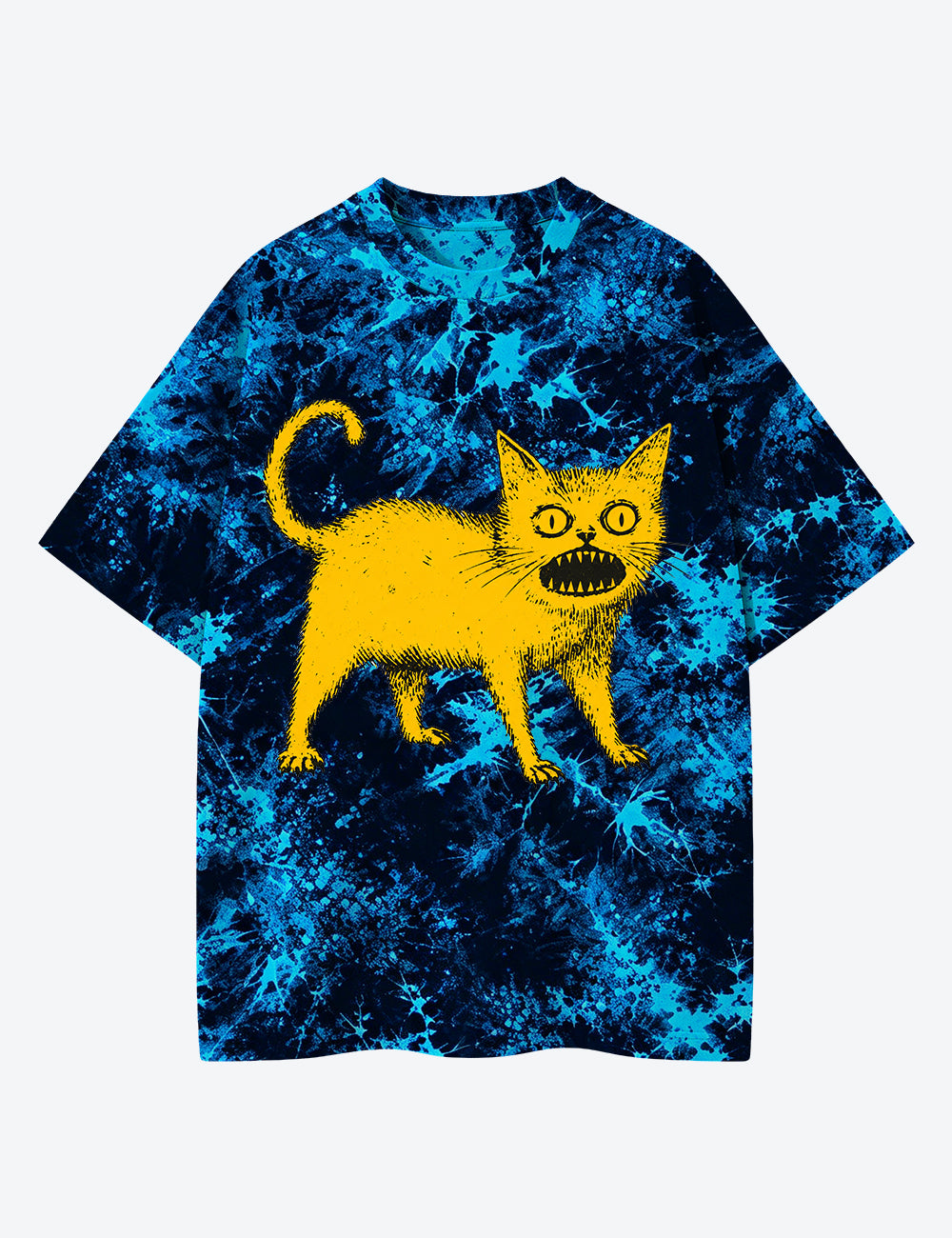 Fierce Cat Unisex Cotton Handmade Tie-Dye T-Shirt