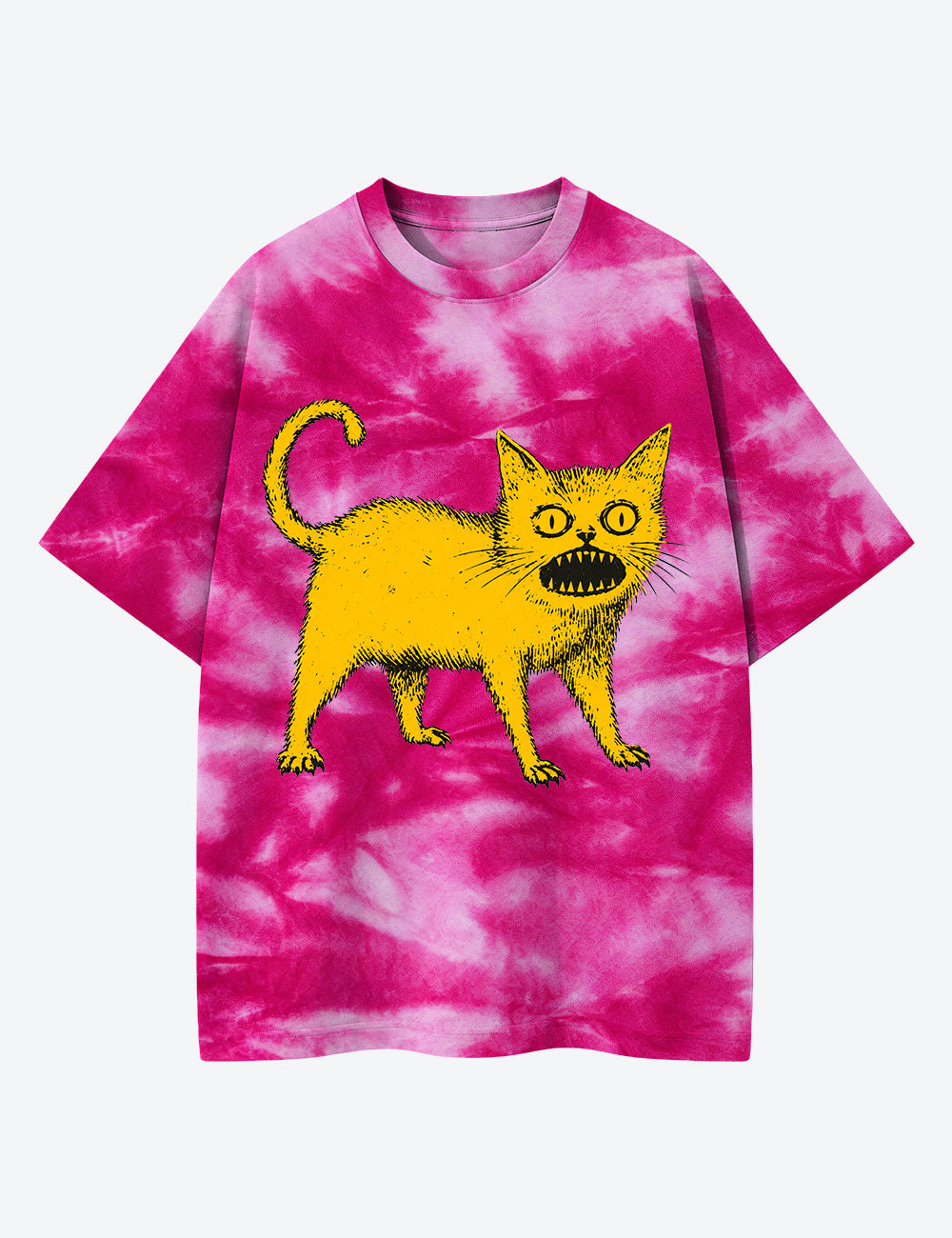 Fierce Cat Unisex Cotton Handmade Tie-Dye T-Shirt