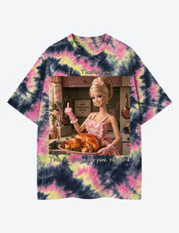 It's Thanksgiving Time To Give Everyone The Bird Doll Face Unisex Cotton Handmade Tie-Dye T-Shirt