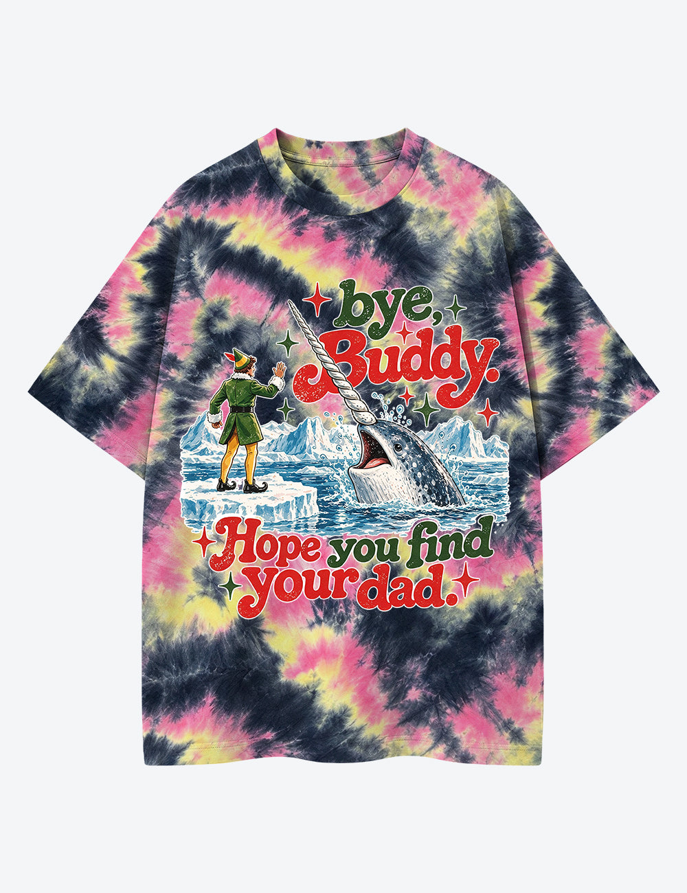 Bye Buddy Christmas Unisex Cotton Handmade Tie-Dye T-Shirt