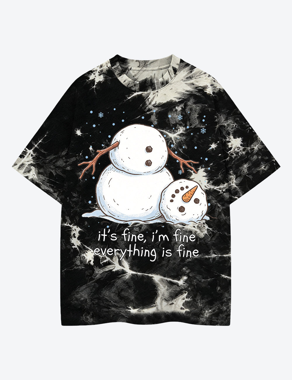 Christmas Snowman It’s Fine I’m Fine Everything Is Fine Unisex Cotton Handmade Tie-Dye T-Shirt