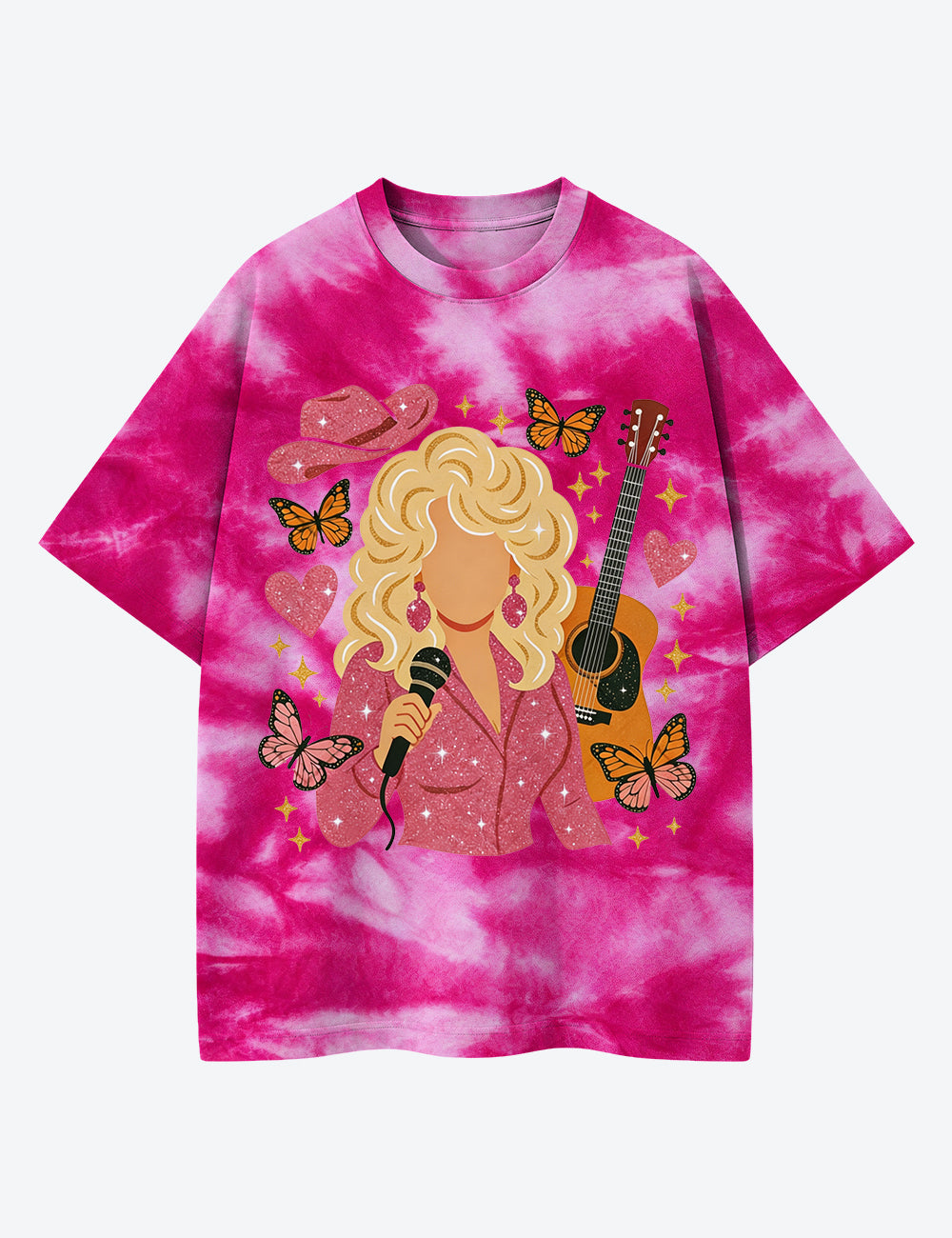 Dolly Western Country Music Singer Unisex Cotton Handmade Tie-Dye T-Shirt