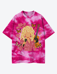 Dolly Western Country Music Singer Unisex Cotton Handmade Tie-Dye T-Shirt