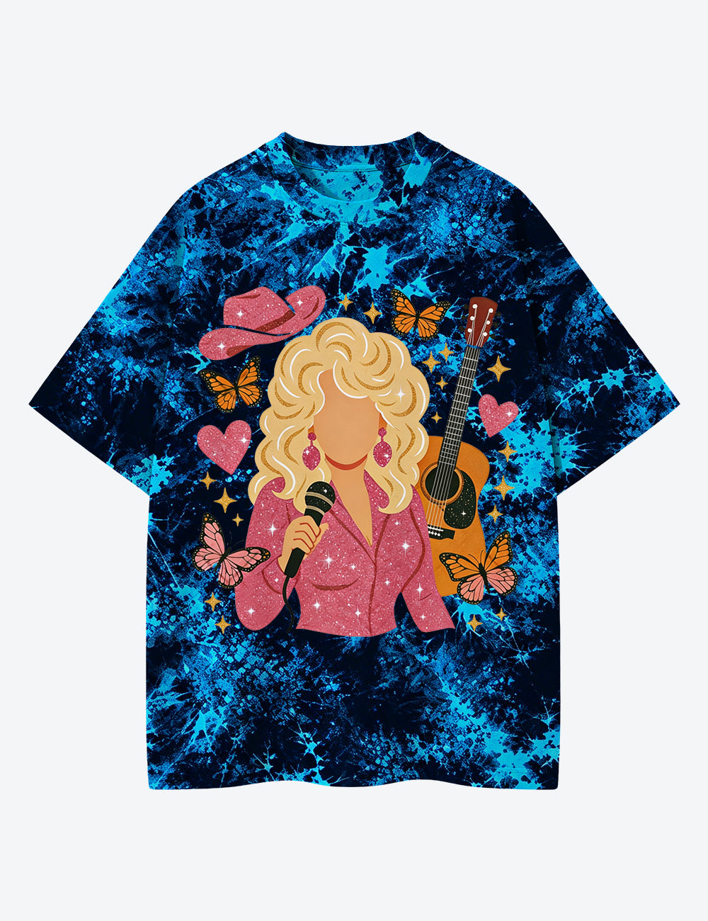 Dolly Western Country Music Singer Unisex Cotton Handmade Tie-Dye T-Shirt
