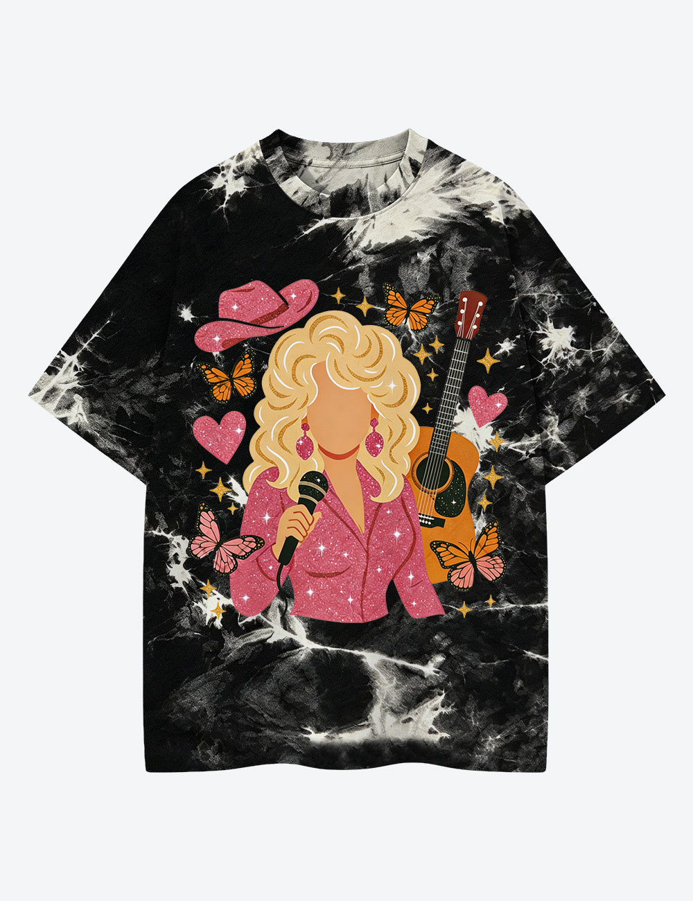 Dolly Western Country Music Singer Unisex Cotton Handmade Tie-Dye T-Shirt
