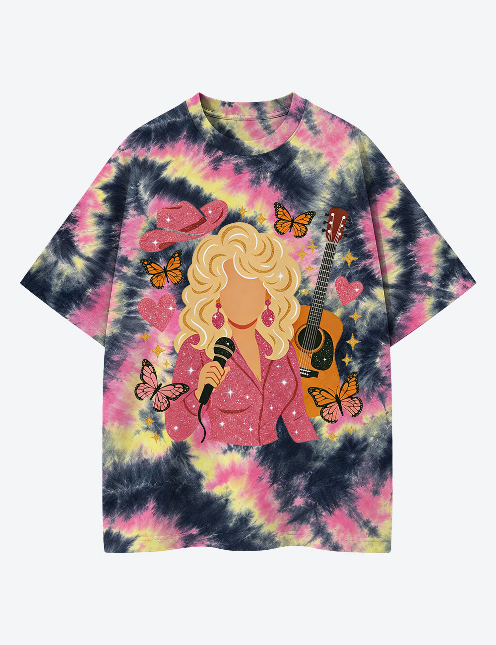 Dolly Western Country Music Singer Unisex Cotton Handmade Tie-Dye T-Shirt