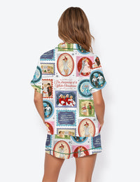 Women’s White Christmas Movie Haynes Sisters Short Sleeve Satin Pajama Set