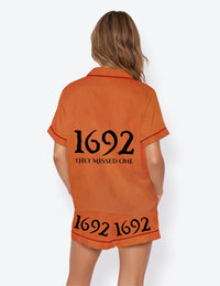 Women’s Salem Witch 1692 They Missed One Halloween Massachusetts Witch Trials Spooky Season Short Sleeve Satin Pajama Set