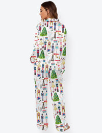 Women's Christmas Nutcracker Long Sleeve Satin Pajama Set