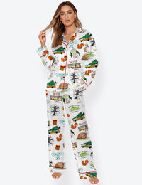 Women's It's A Beaut Clark Christmas Vacation Long Sleeve Satin Pajama Set