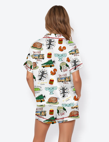 Women's It's A Beaut Clark Christmas Vacation Short Sleeve Satin Pajama Set